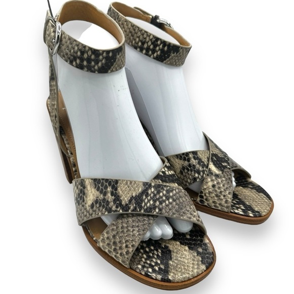 Marc Fisher Lorla Ankle Strap Block Heel Sandals, Snakeskin Embossed, Size 8.5M - Picture 5 of 13